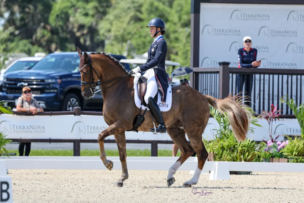 Adrienne Lyle and Helix winning the Galati Yacht Sales CDI3* FEI Grand Prix at TerraNova