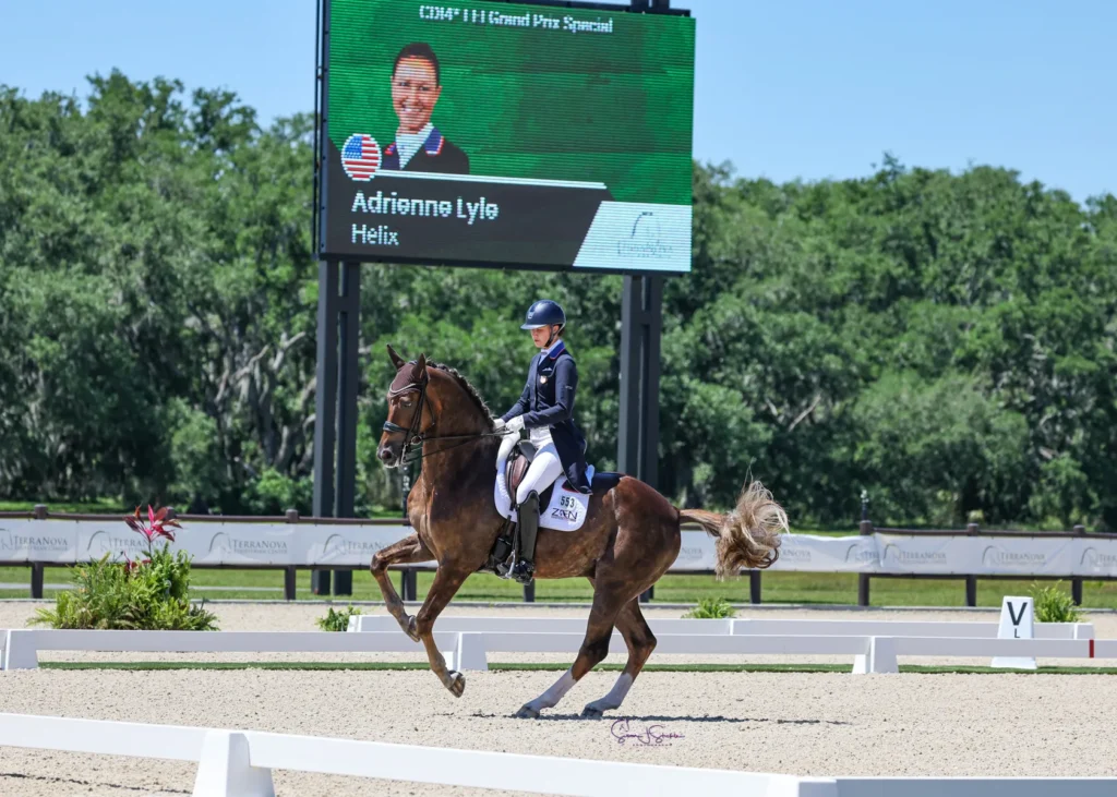 Adrienne Lyle and Helix in the Galati Yacht Sales CDI4* FEI Grand Prix Special at TerraNova