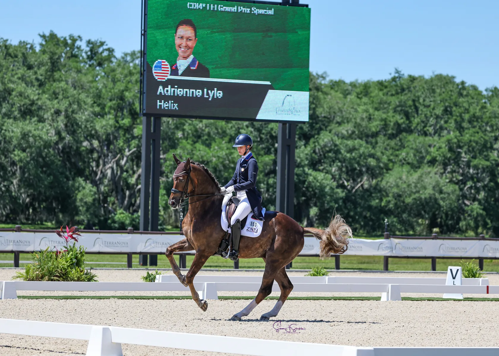 Adrienne Lyle and Helix in the Galati Yacht Sales CDI4* FEI Grand Prix Special at TerraNova