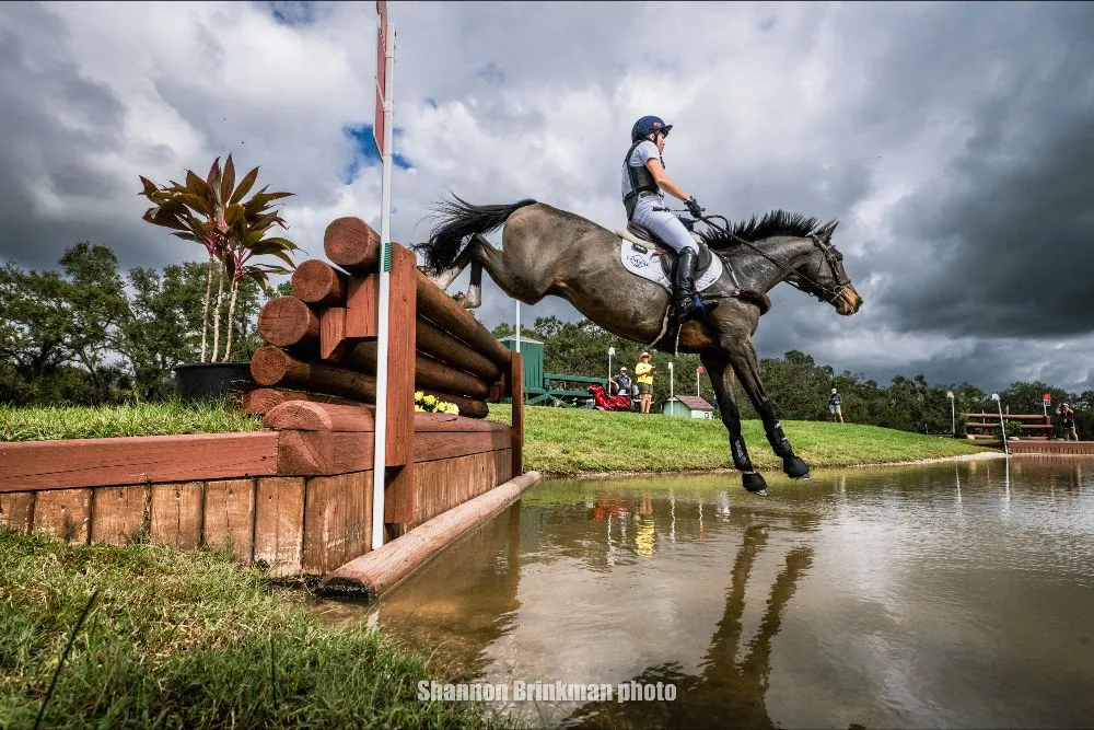 Alyssa Phillips riding Cornelius Bo on cross-country in The Estates at TerraNova CCI3*-L