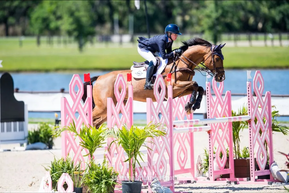 Alyssa Phillips riding Oskar over a show jump in the Galati Yacht Sales CCI4*-S at The Event at TerraNova
