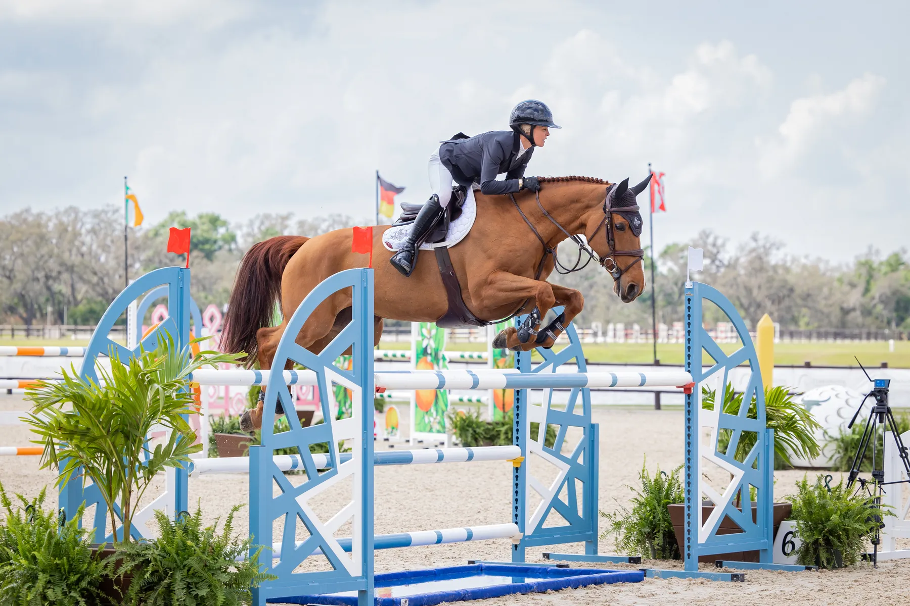 Amanda Derbyshire riding Renkum Oriana to second in the $20,000 Michael Saunders & Company 1.35m National Prix at TerraNova