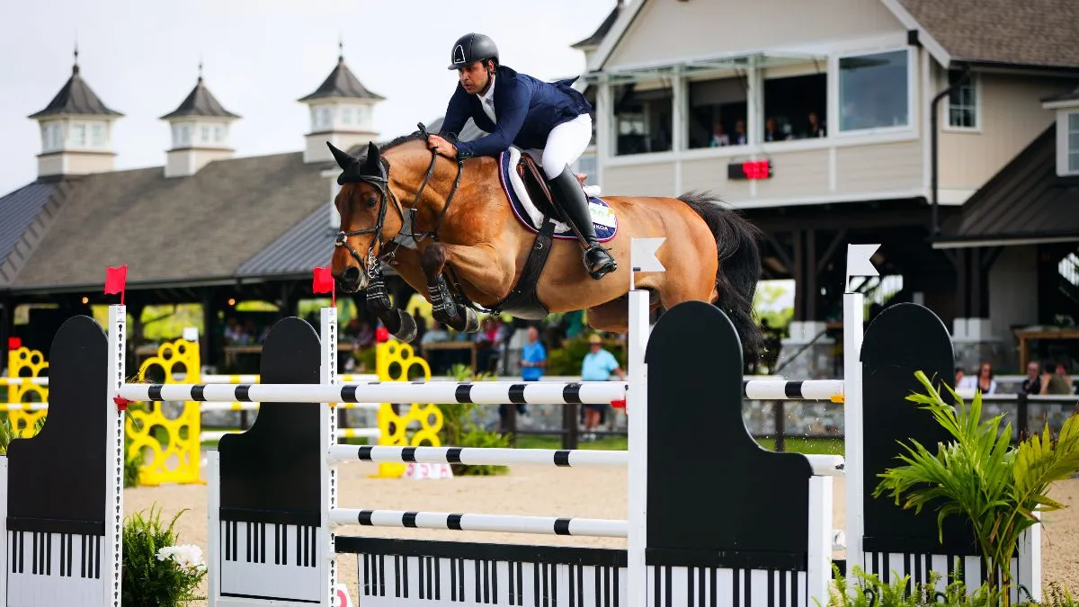 Luiz Fransisco de Azevedo riding Perte Totale de Res Nova to third in The Estates at TerraNova FEI 1.45m Grand Prix