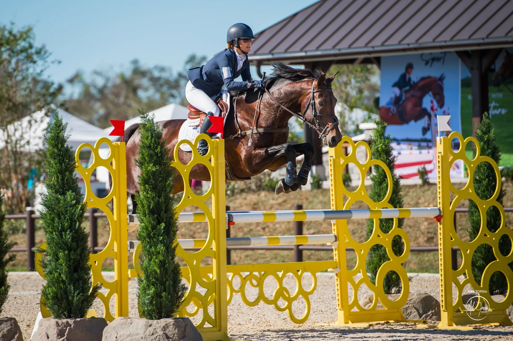 Bethany Hutchins-Kristen riding Geluk HVF in the CCI3*-S show jumping at The Event at TerraNova 2022