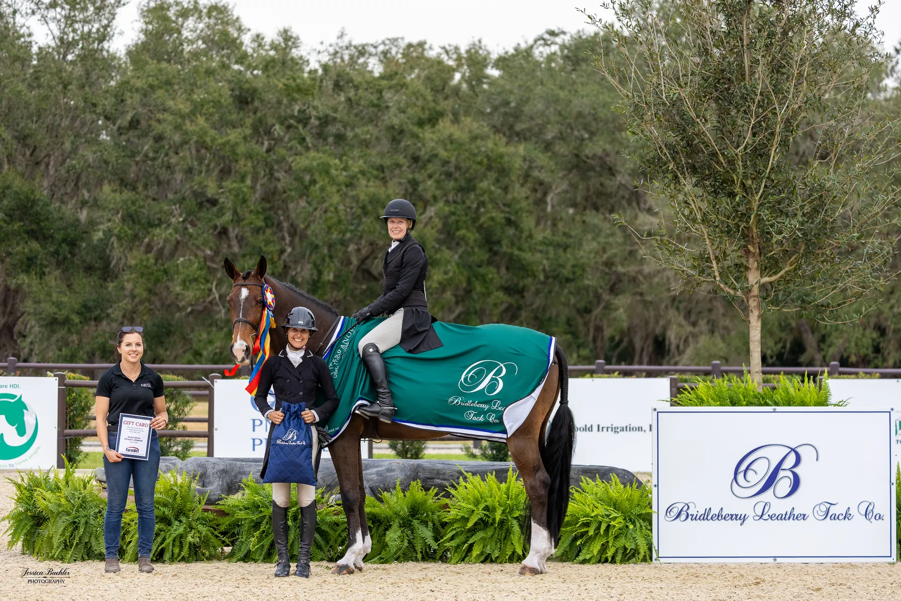 Prize display from Bridleberry Leather Company and Ride Every Stride for the $10,000 USHJA National Hunter Derby