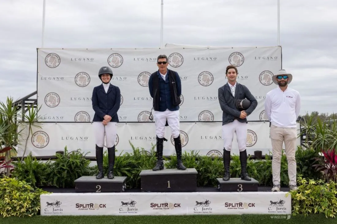 The Welcome winners' podium with Derek Braun, president of Split Rock, at TerraNova