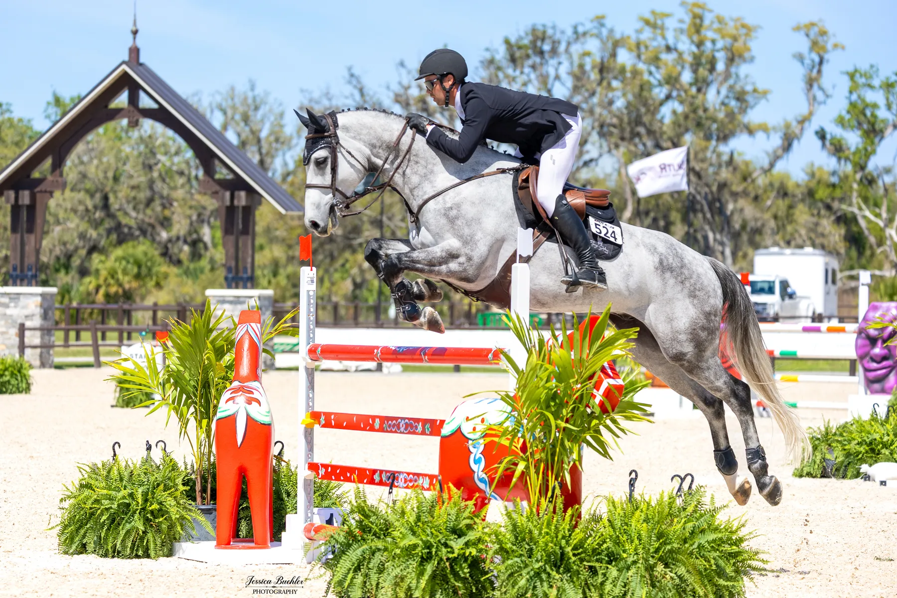 Cayden Hill riding Cornet's Cocio in the $15,000 7-Year-Old TerraNova Young Jumper Final