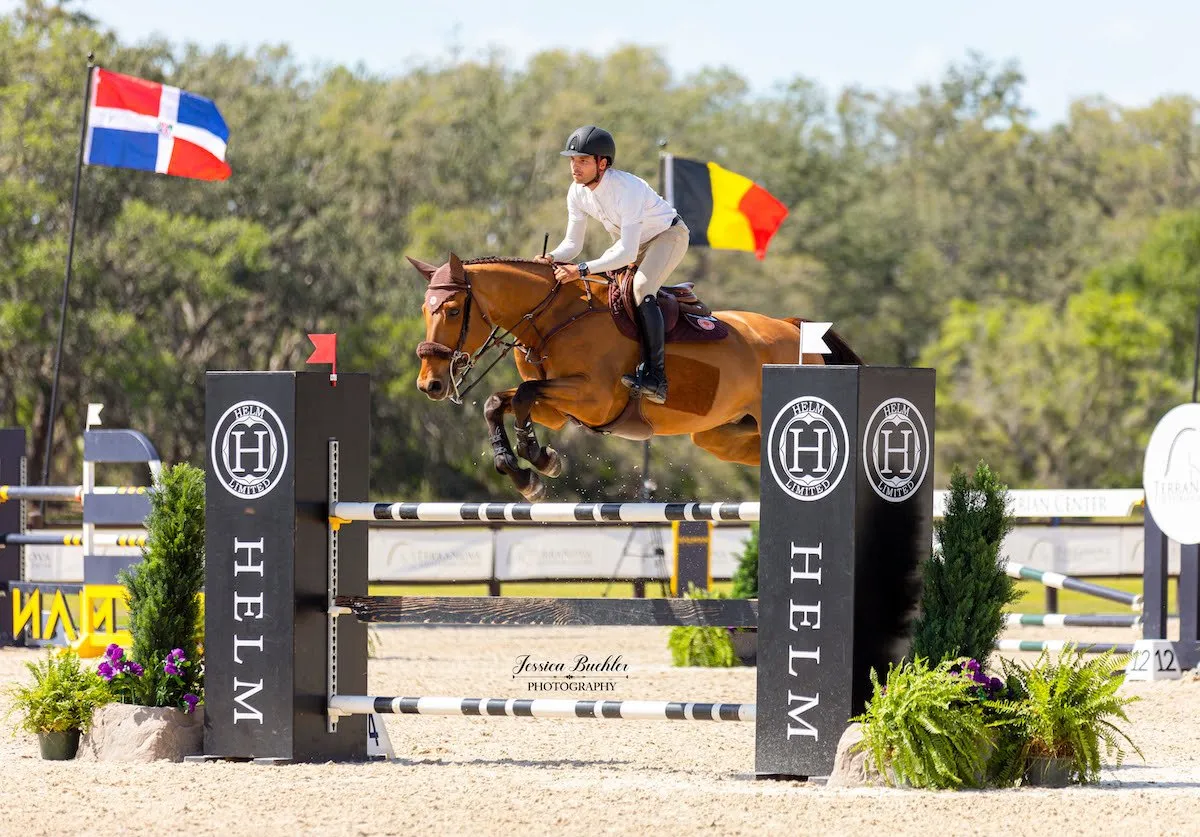 Daniel Bluman riding Cachemire de Braize in the $10,000 FEI 1.40m Welcome Speed at TerraNova Week 3