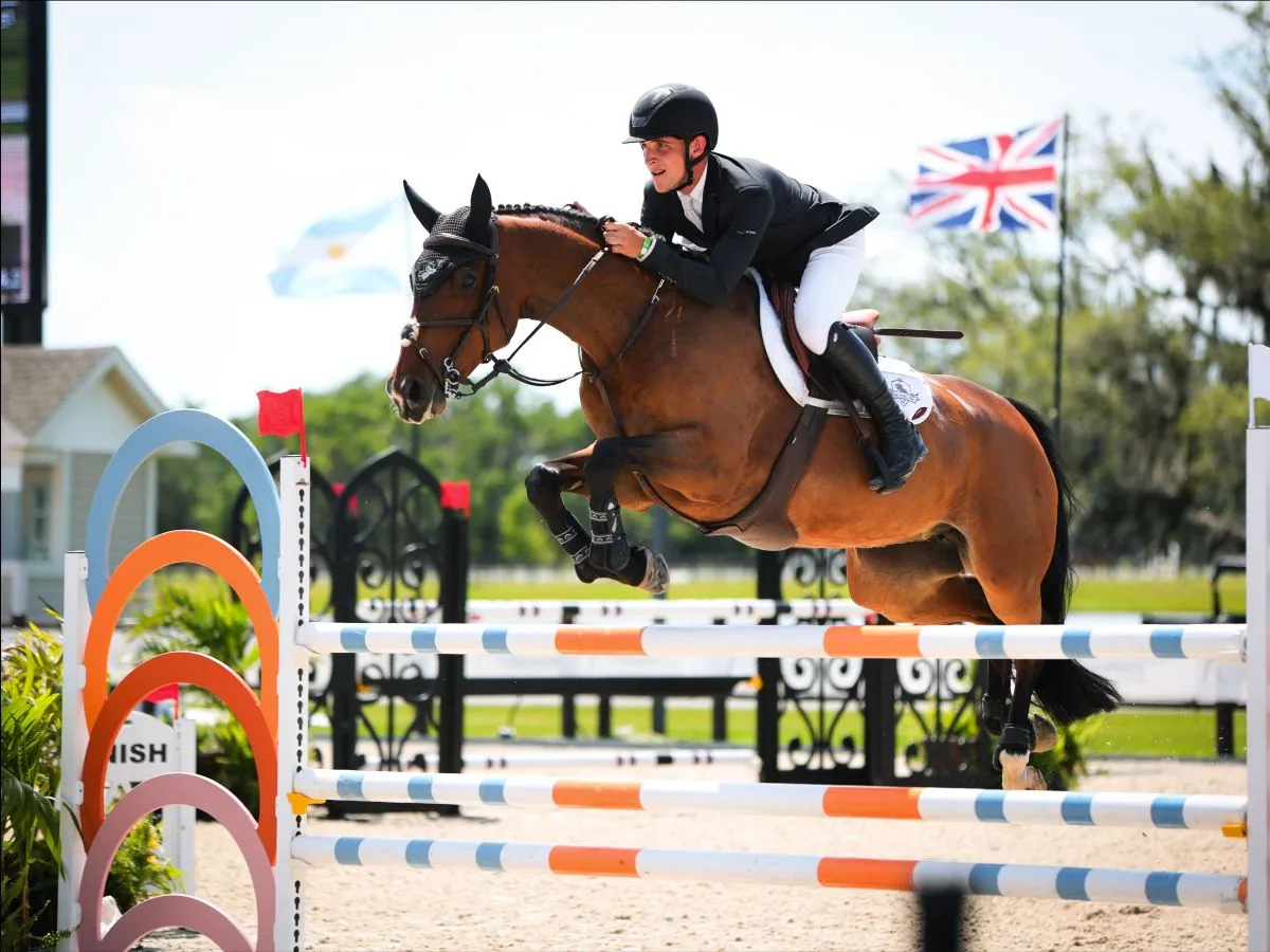 Daniel Geaney riding Sade de Rialfo Z to win the $20,000 Akerman 1.35m National Prix at TerraNova Winter Series IV