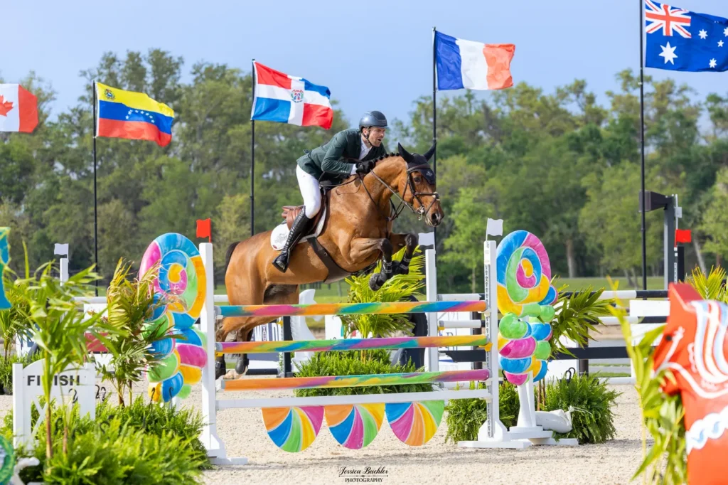 David Blake riding Sade de Rialfo Z to win the $20,000 KB Squared Construction 1.35m TerraNova Prix