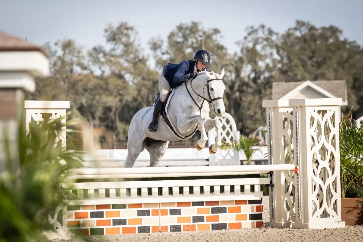Emily Smith riding Vera Vita to win the $5,000 USHJA National Hunter Derby at TerraNova