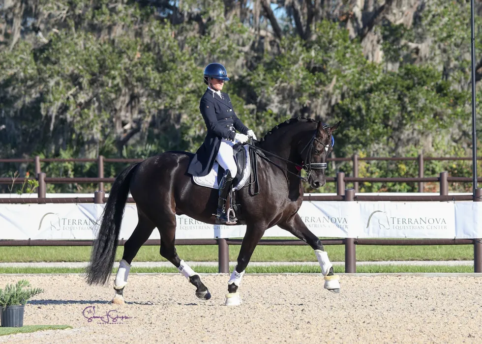 Hannah Lisec riding Ibrianko in the CDIAm Intermediate I Freestyle at TerraNova Dressage II