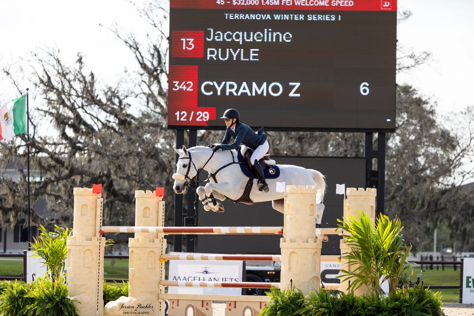 Jacqueline Ruyle riding Cyramo Z in The Estates at TerraNova $32,000 1.45m FEI Welcome Speed