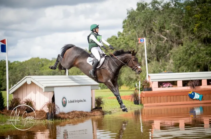 Jennie Jarnstrom-Dennis riding Flower Girl on cross-country to lead the CCI4*-S at The Event at TerraNova