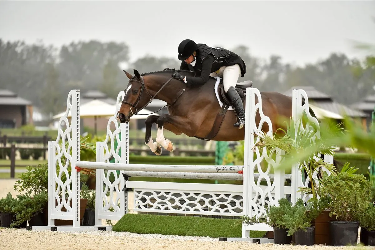 Jennifer Alfano riding Southside of Heaven in the USHJA National Hunter Derby at TerraNova