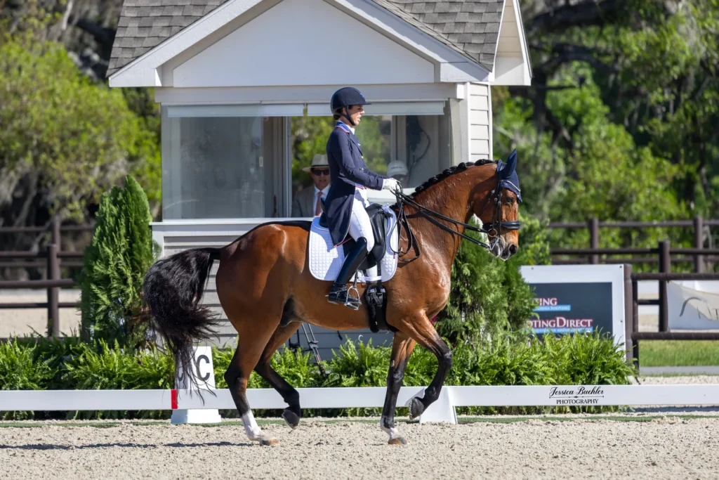 Kasey Perry-Glass riding Heartbeat WP to victory in the CDI3 Grand Prix Special at TerraNova