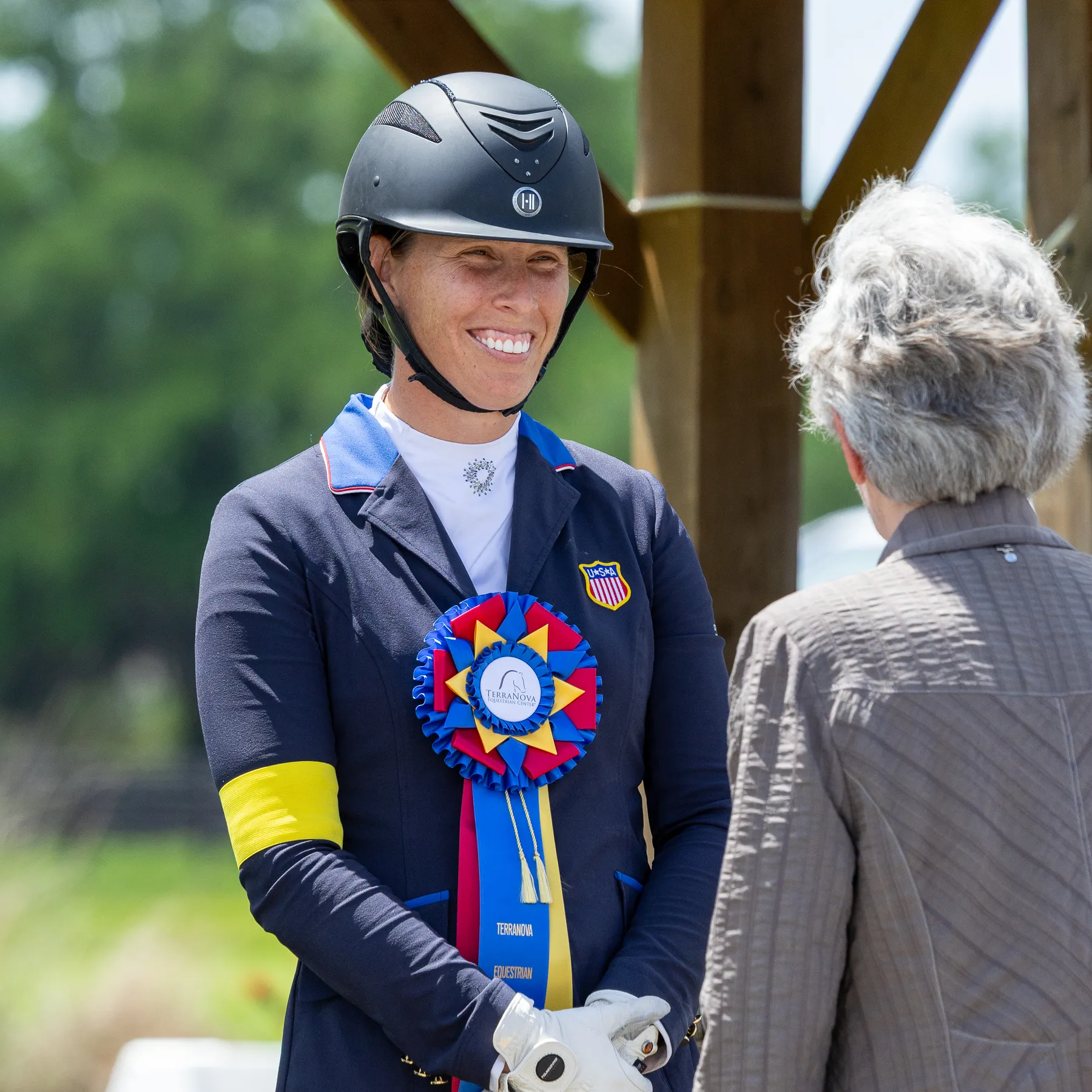 Kate Shoemaker riding Ghandi to the overall CPEDI3 para championship at TerraNova