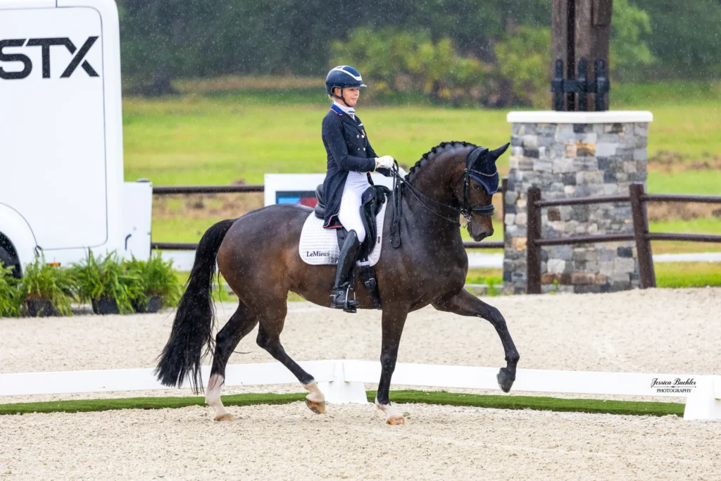 Katherine Bateson Chandler riding Haute Couture in the Zen Elite CDI3 Grand Prix Special at TerraNova