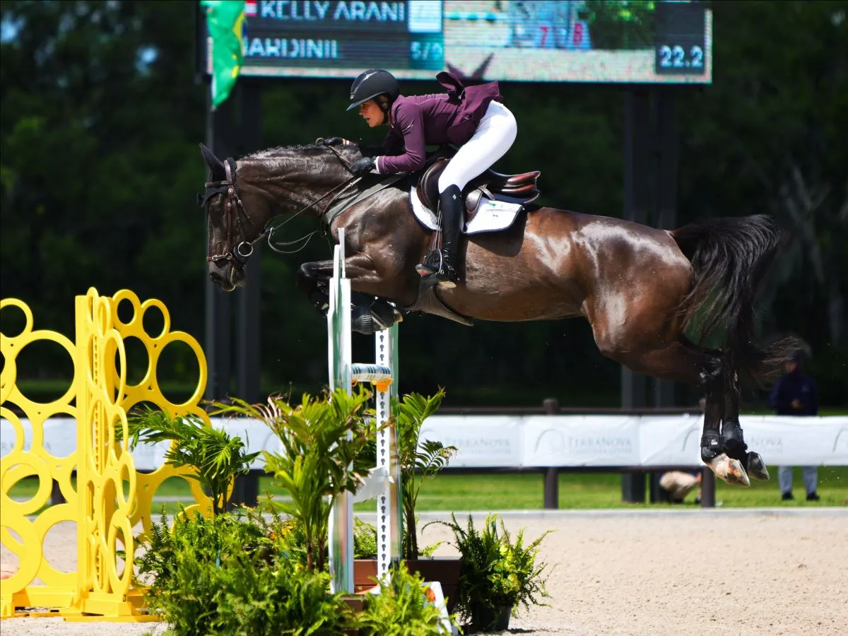 Kelly Arani riding Mardinie to a double-clear second place at TerraNova