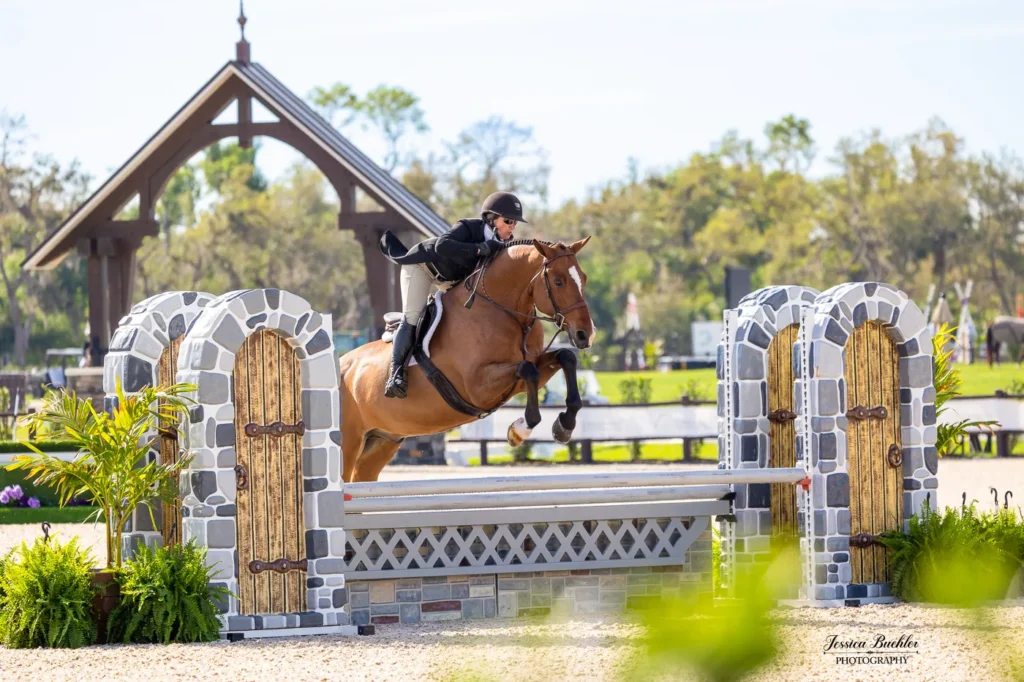 Keri Guanciale riding Quintero in the $5,000 USHJA National Hunter Derby at TerraNova