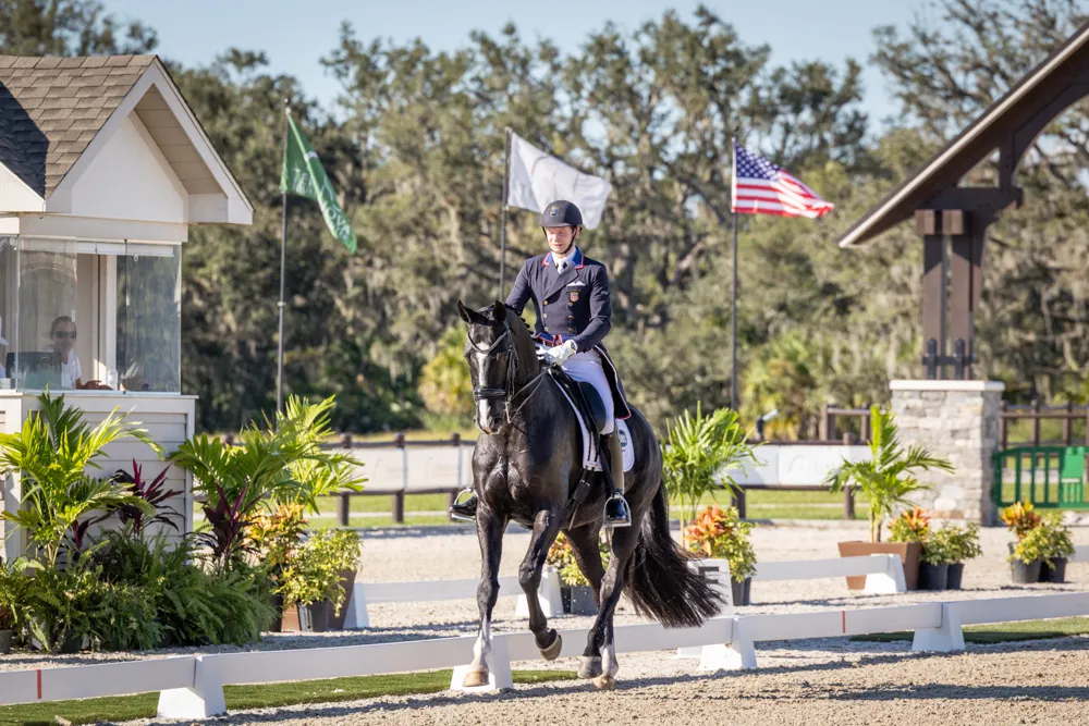 Kevin Kohmann riding Düenensee in the FEI World Cup Grand Prix at the 2023 TerraNova Dressage II CDI-W