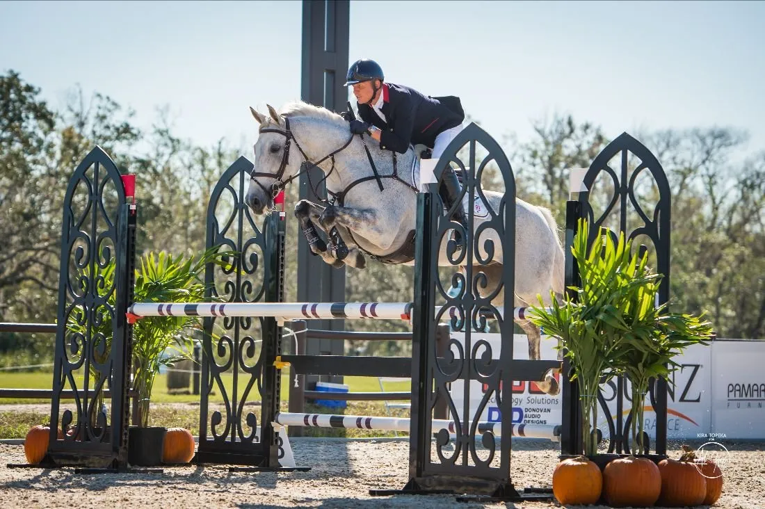 Leslie Law riding Castle Howard Romeo in the CCI3*-S show jumping at The Event at TerraNova 2022