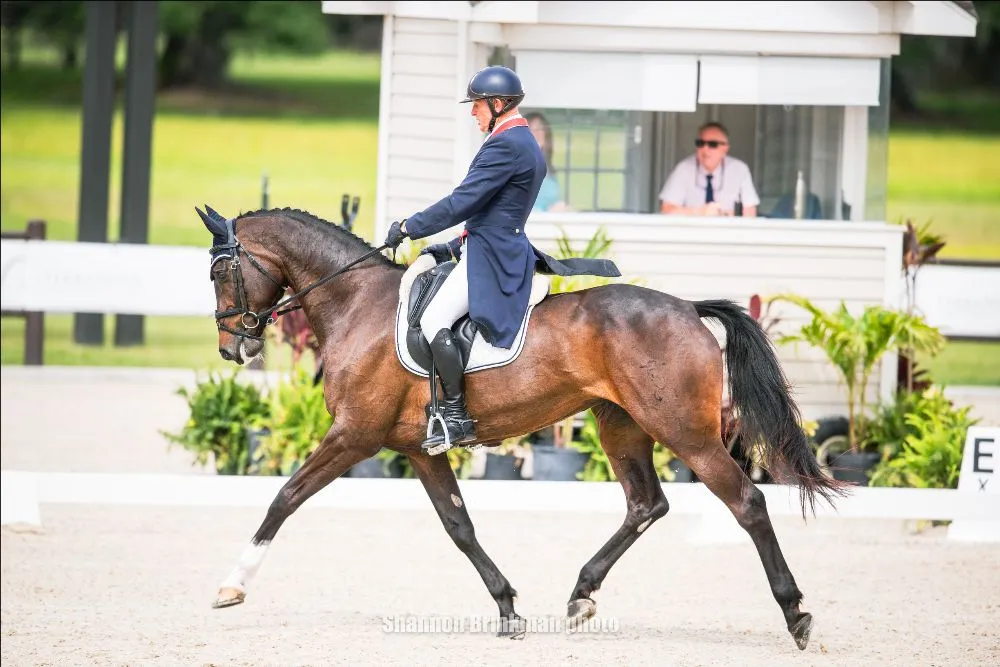 Leslie Law riding Lady Chatterly in the Galati Yacht Sales CCI4*-S dressage at The Event at TerraNova