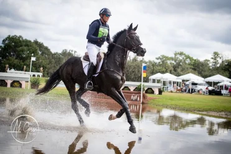 Leslie Law riding Lady Chatterly on cross-country at The Event at TerraNova CCI4*-S