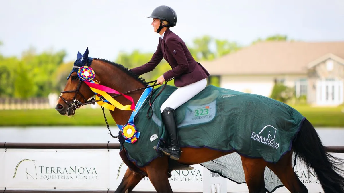 Lillie Keenan and Kick On lead the victory gallop in The Estates at TerraNova FEI 1.45m Grand Prix