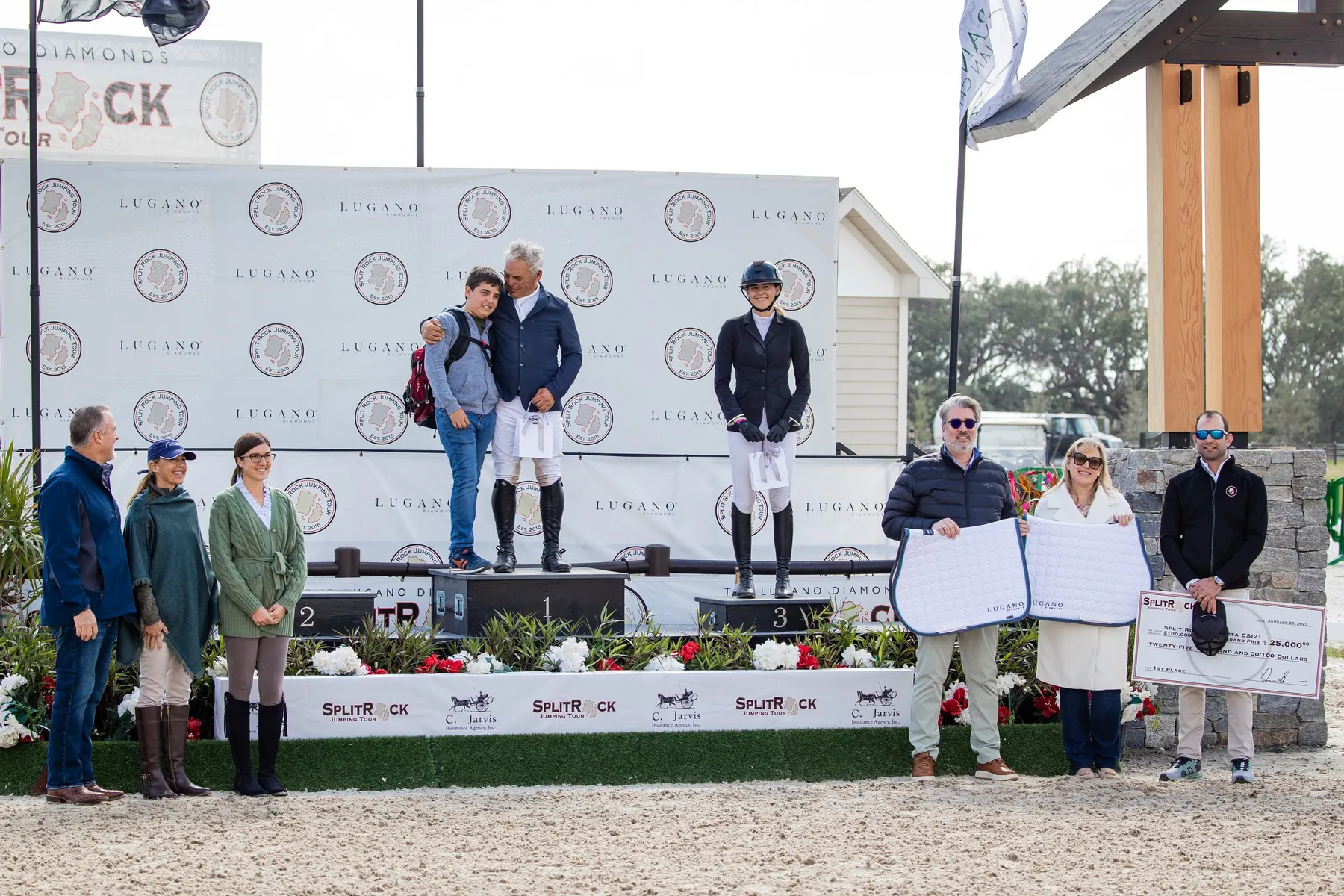 Podium presentation for the $100,000 Lugano Diamonds Grand Prix at Split Rock Sarasota, hosted by TerraNova