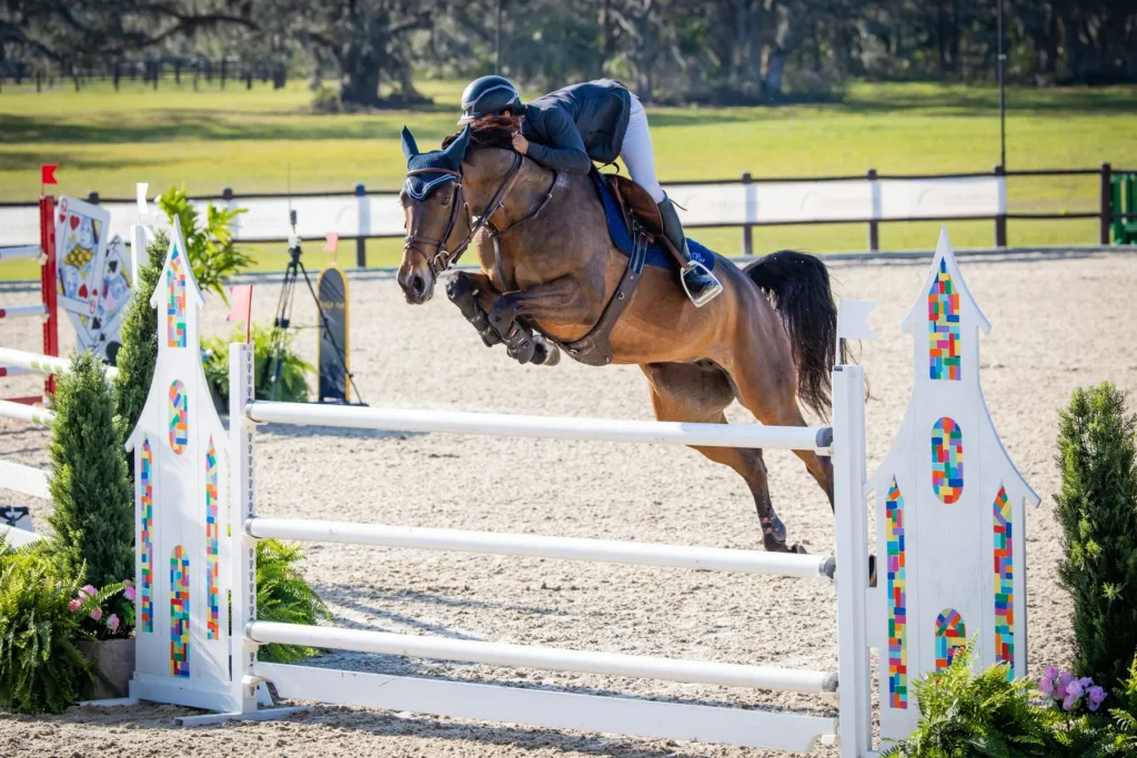 Luis Larrazabal riding Baroness in the $10,000 FEI 1.40m Welcome Speed at TerraNova