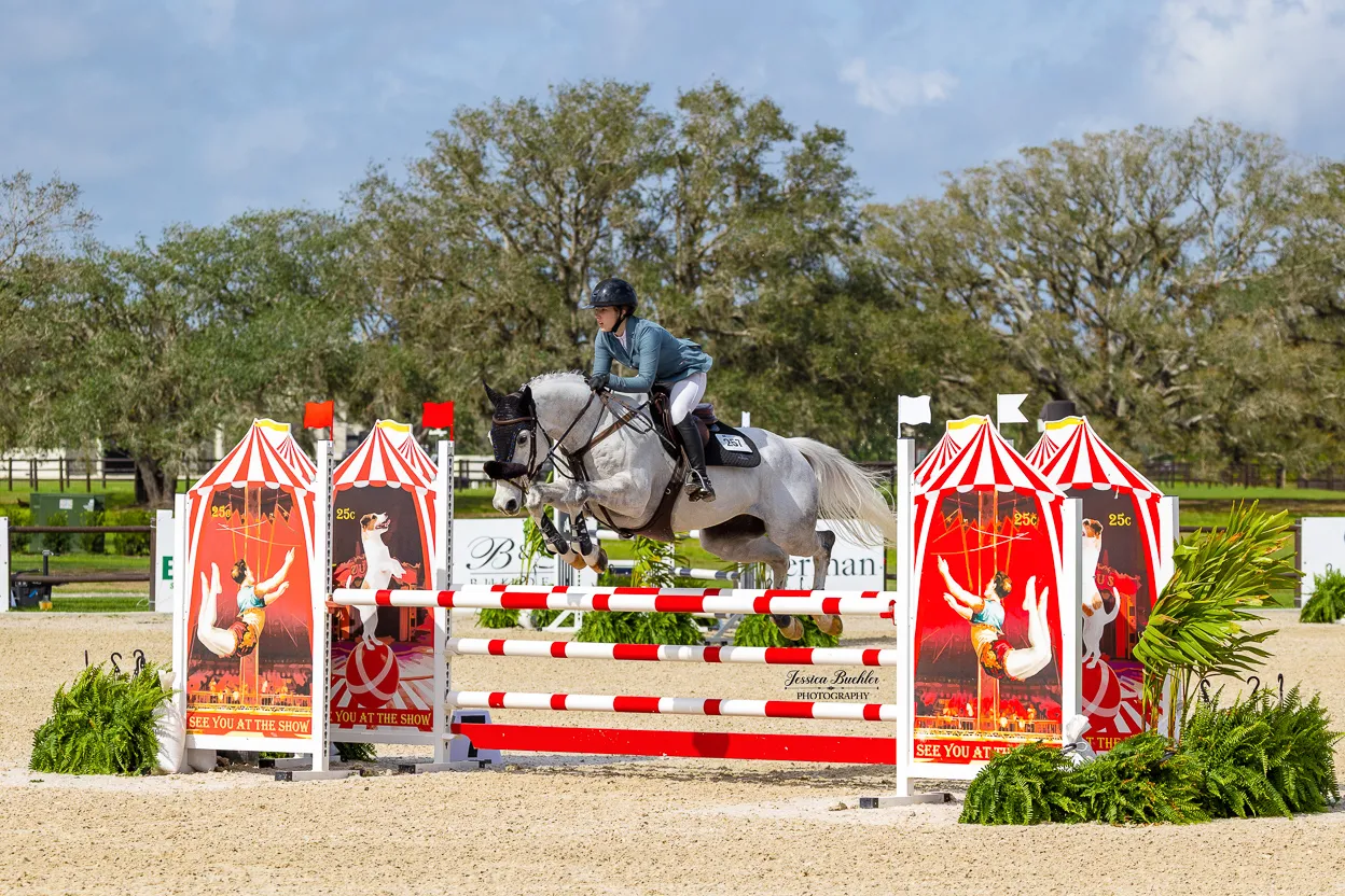 McKenna Nilsson riding Coille Moire in the $3,500 NAL/WIHS Marsh & McLennan 1.10m Junior/Amateur Jumper Classic