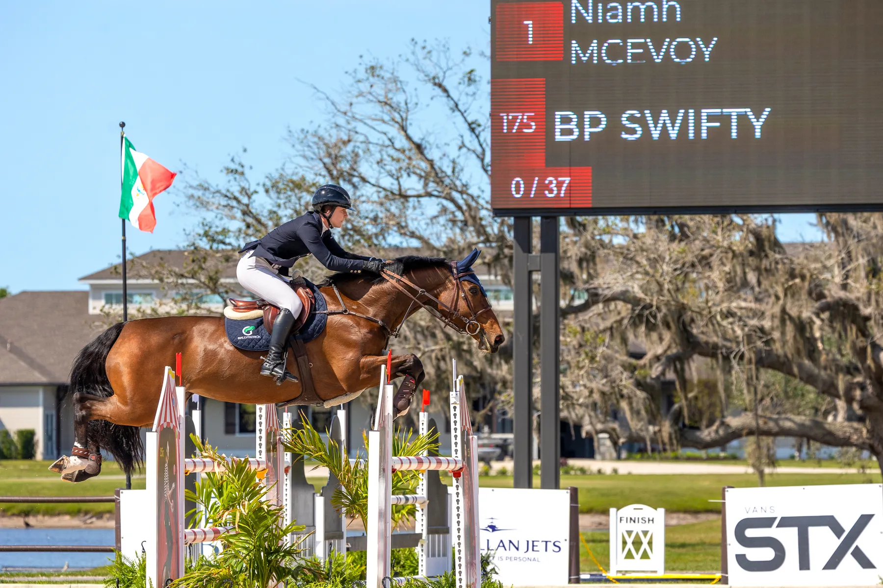 Niamh Mcevoy riding BP Swifty in the Akerman LLP $65,500 1.45m FEI CSI2 Grand Prix
