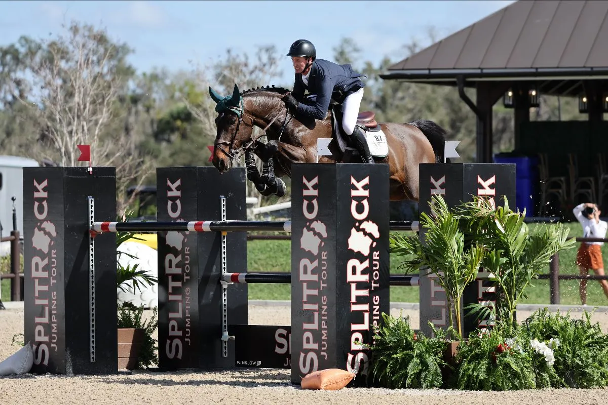 Richie Moloney riding Rocksy Music to third in the Lugano Diamonds FEI Grand Prix at TerraNova