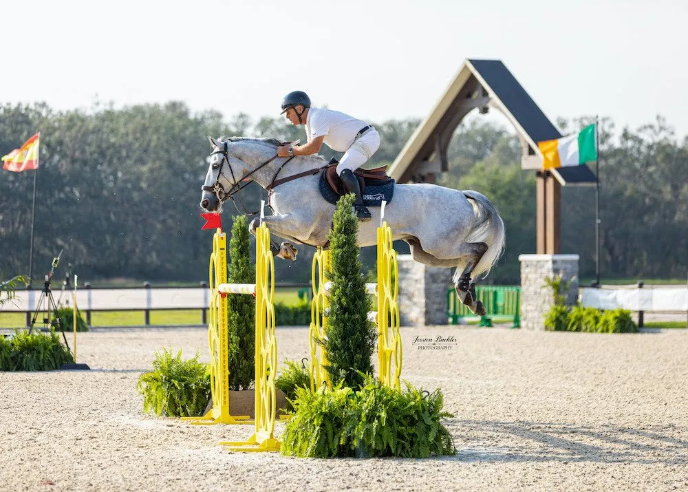 Samuel Parot riding Captain Z in the $10,000 FEI 1.40m Welcome Speed at TerraNova