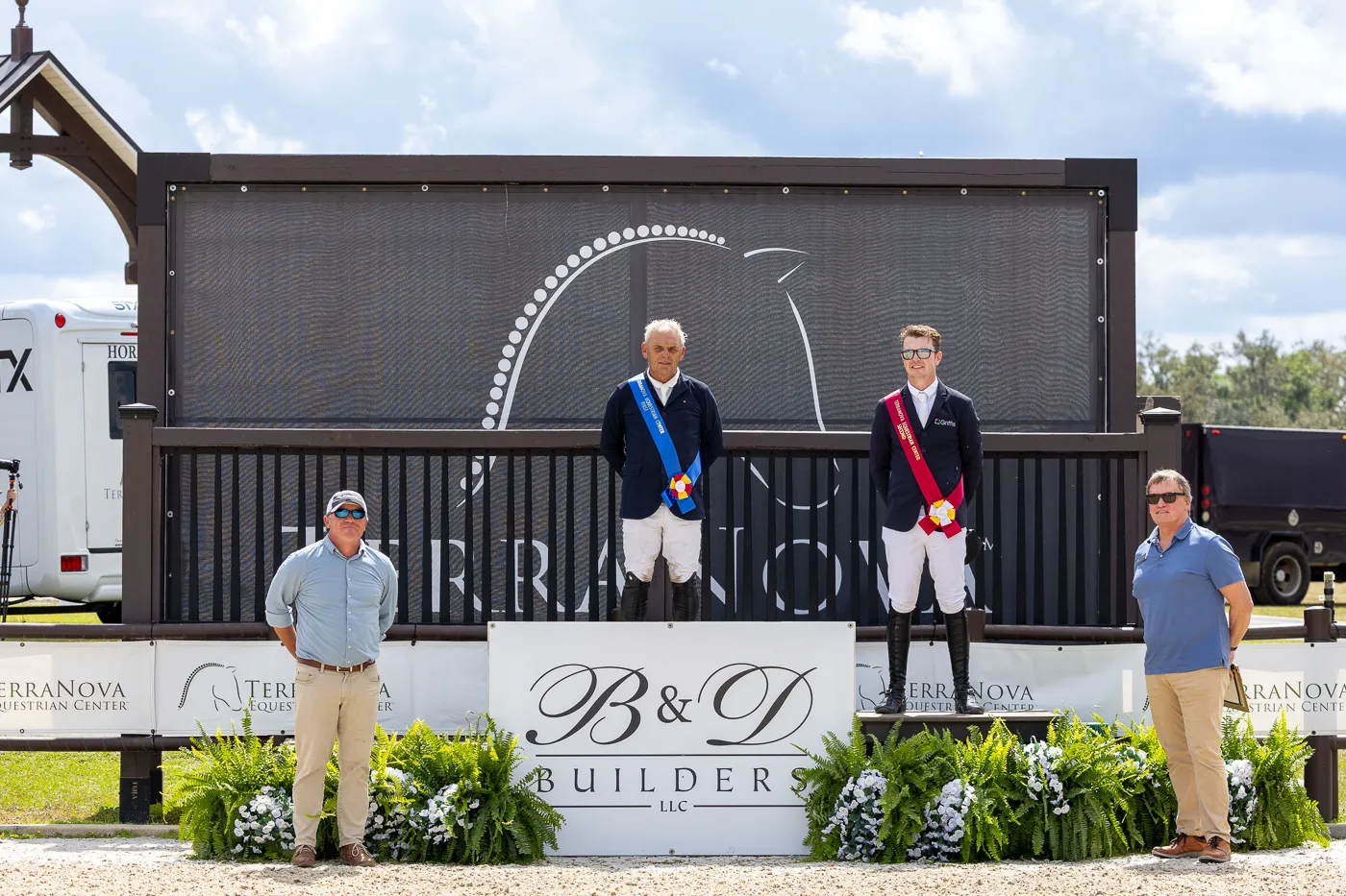 Samuel Parot riding Chrystal Blue over a jump in the $75,000 B&D Builders National Standard Grand Prix at TerraNova