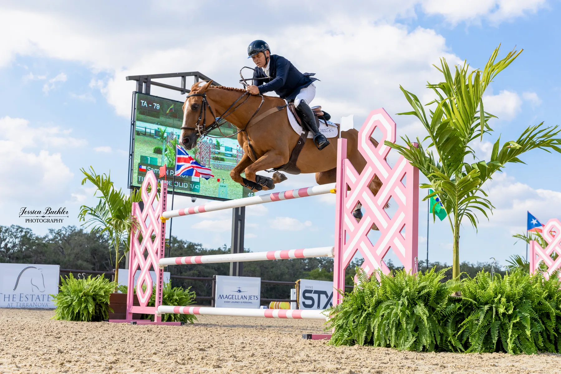 Samuel Parot riding Tiffany De Olid to win the $32,000 Howard Leasing 1.45m FEI Welcome Speed at TerraNova