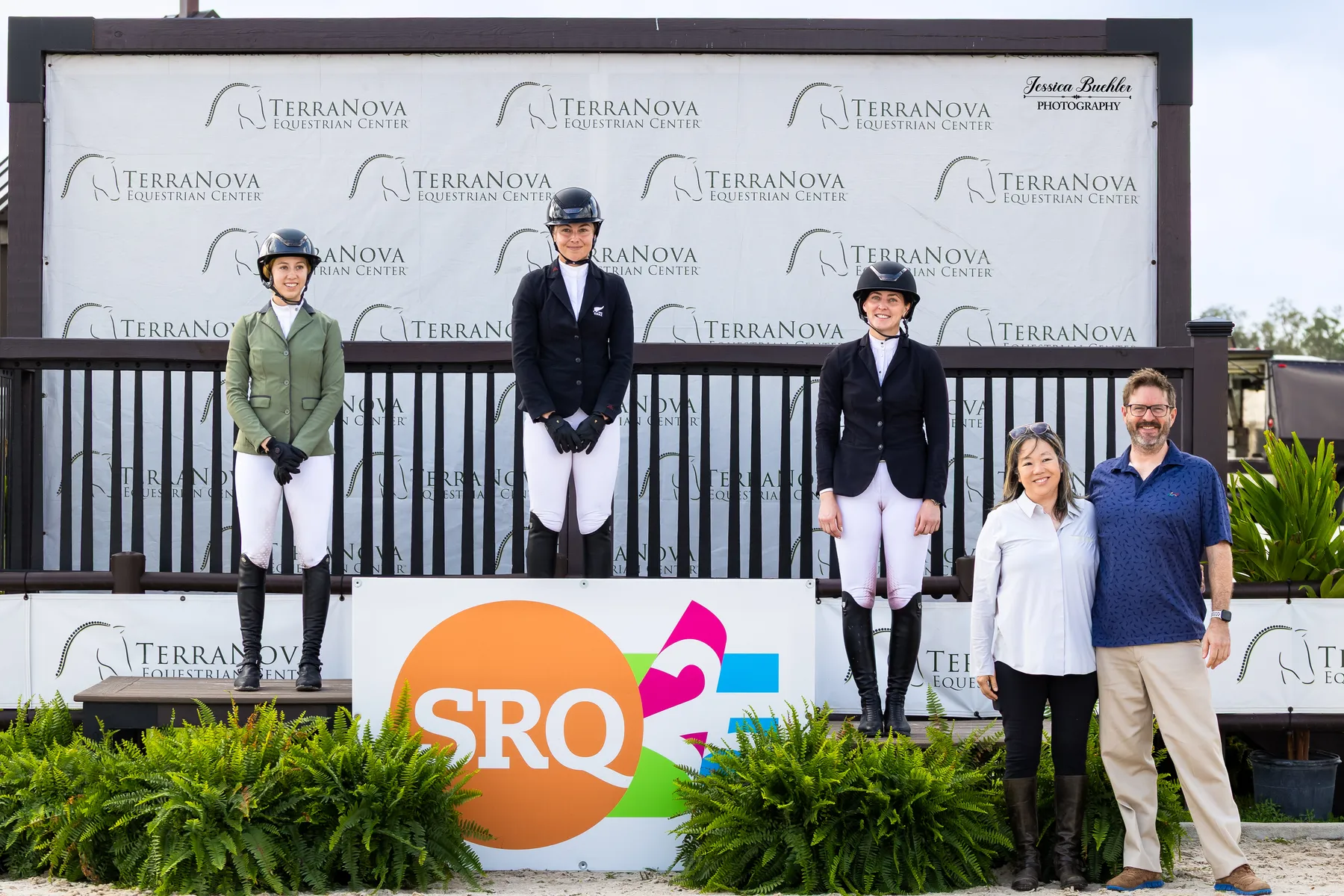 SRQ Media representatives join riders at the $20,000 SRQ Media TerraNova Prix prize giving