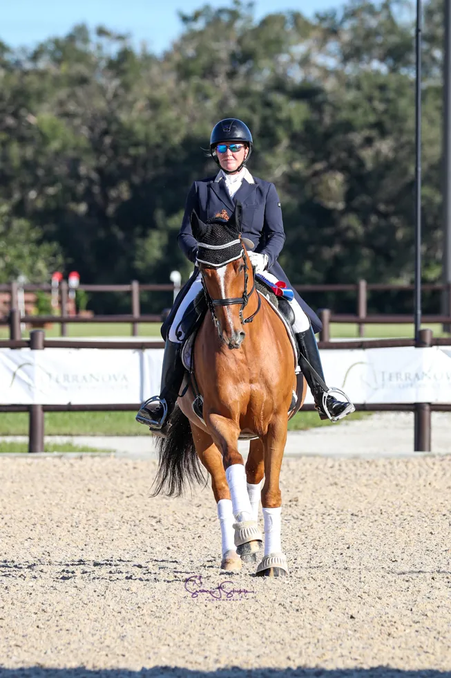 Stephanie Pair-Kavitz riding I Crack de la Vigne in the FEI Intermediate I Freestyle at TerraNova Dressage II