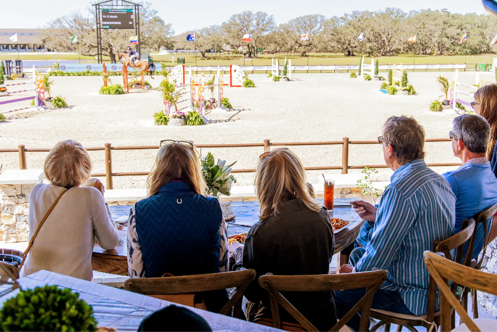 Elegant VIP table setting in the pavilion at TerraNova Equestrian Center.