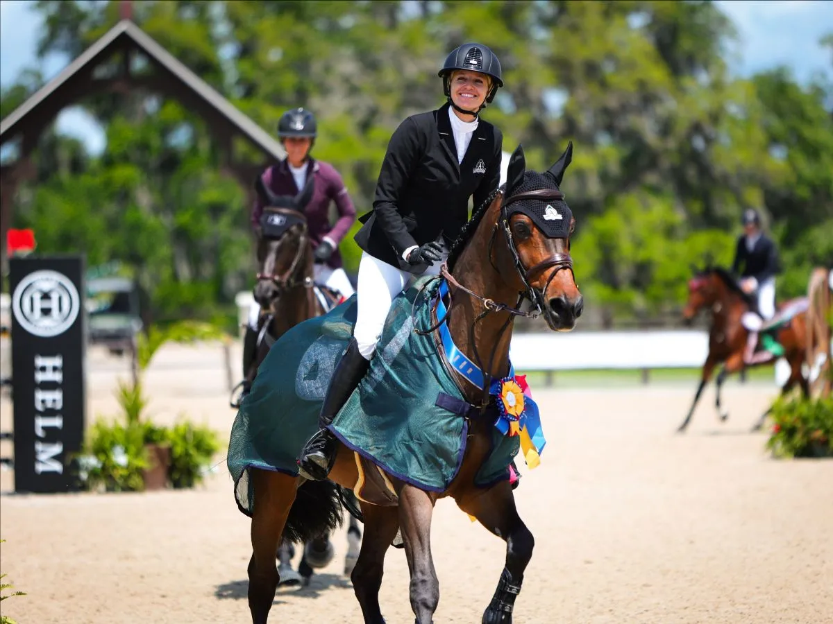 Tiffany Foster and Brighton in the FEI 1.45m Grand Prix at TerraNova