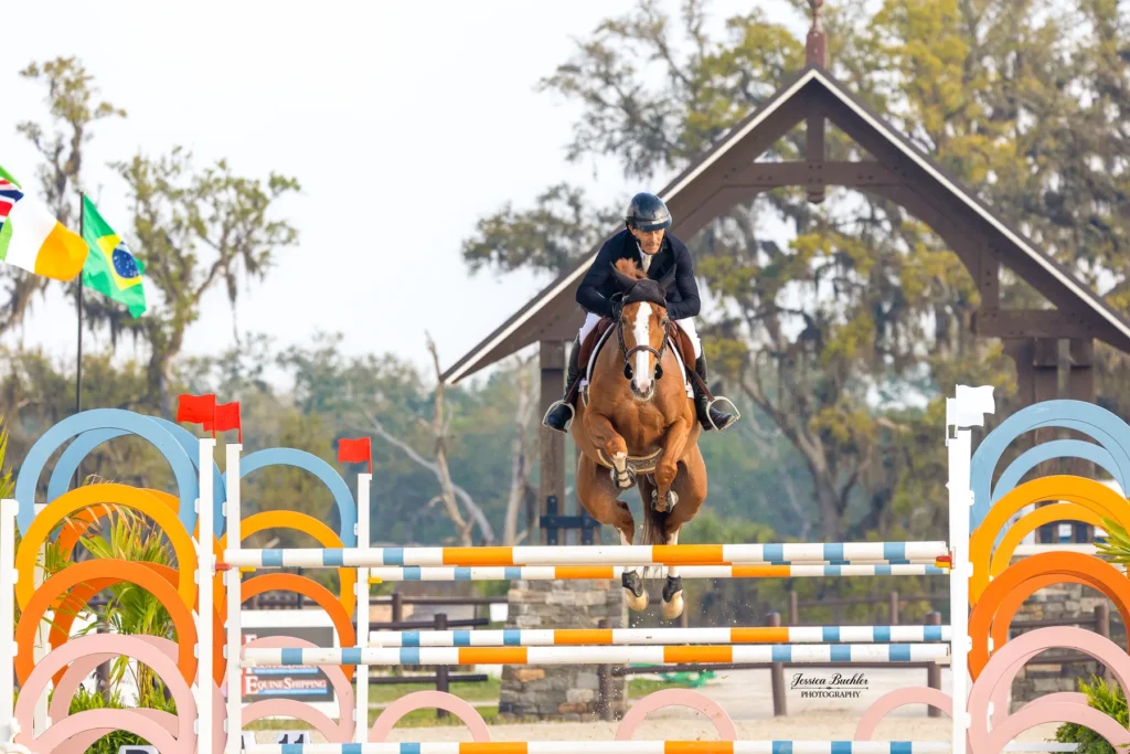 Tony Cadet riding Holidays del Cabalero in the $20,000 Howard Leasing TerraNova Prix