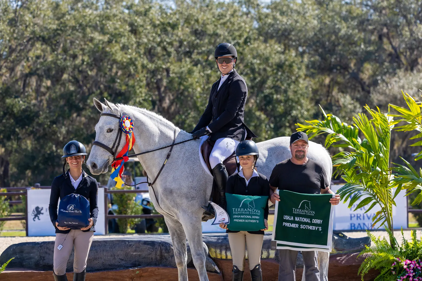 Prize display from Ride Every Stride and Bridleberry Leather Company for the $5,000 USHJA National Hunter Derby