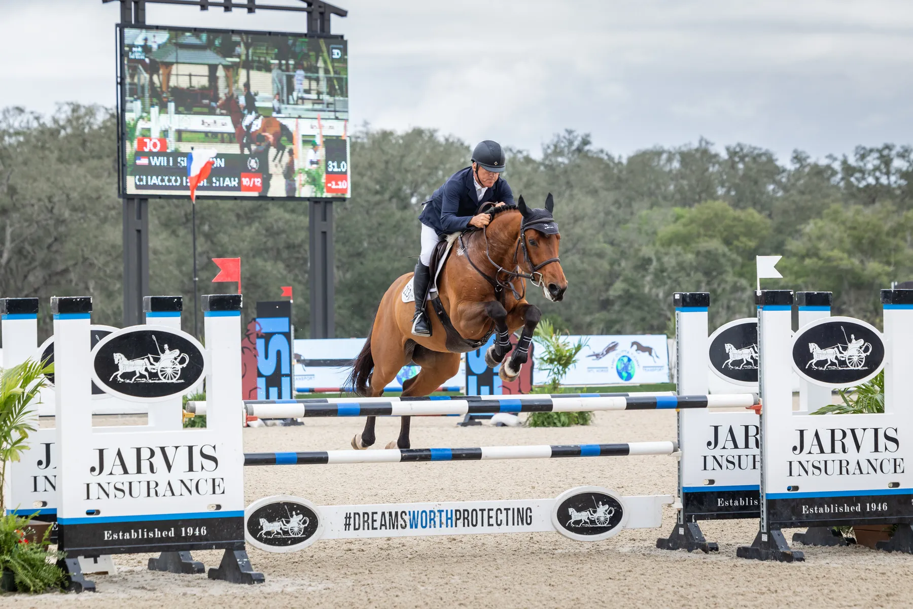 Will Simpson riding Chacco Blue Star to second in the $75,000 Dutta Corporation 1.15m Championship at the Split Rock Jumping Tour