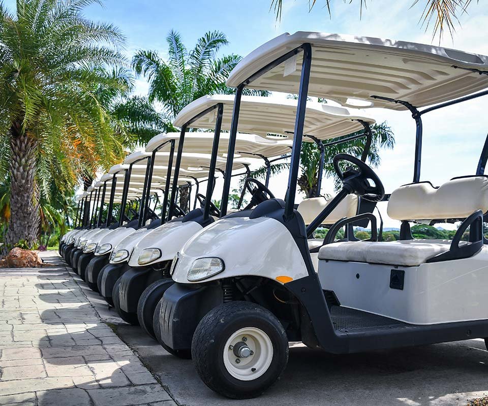 Golf carts staged for lease at TerraNova Equestrian Center